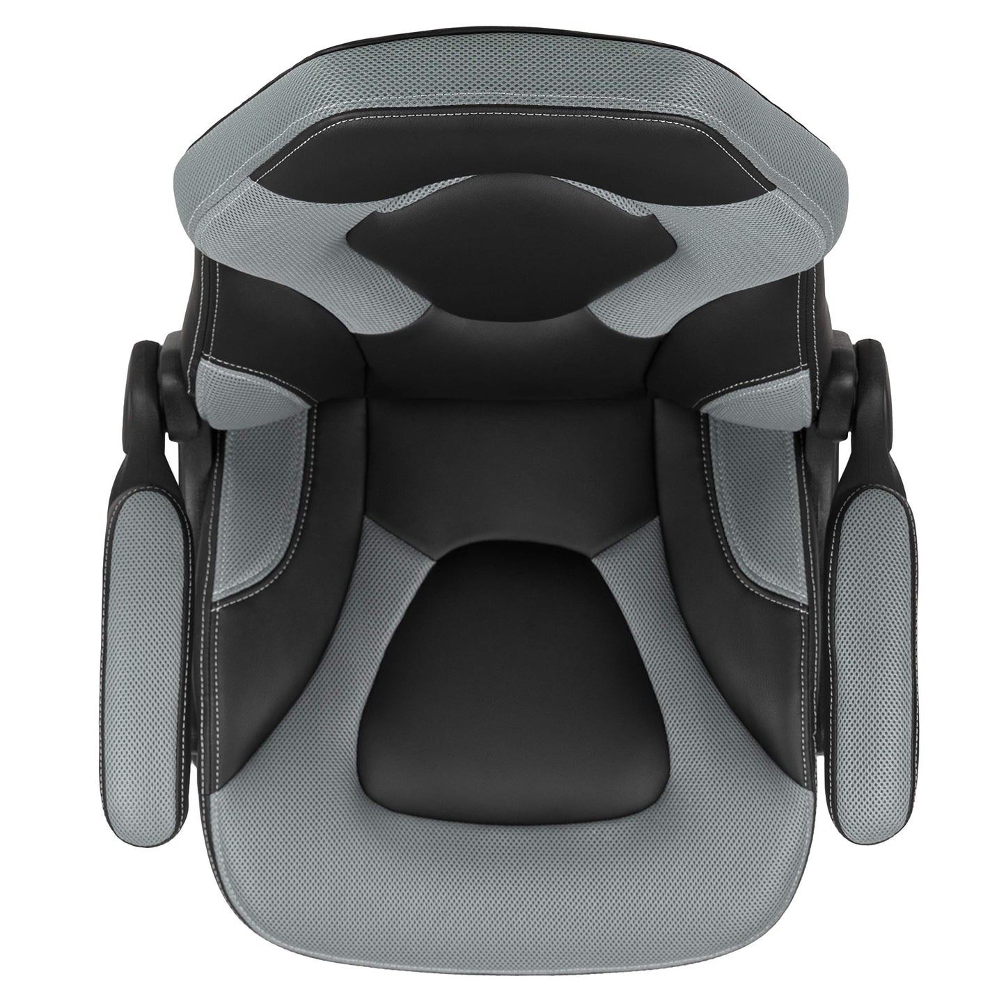 Flash Furniture X10 High-Back LeatherSoft Racing Style Gaming Chair with Flip-Up Arms, Ergonomic Padded Swivel Computer Chair, Gray/Black