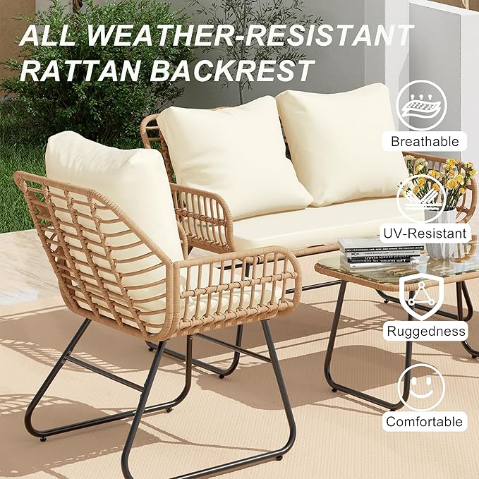 LEX CRAFT 4-Piece Wicker Outdoor Patio Furniture Set