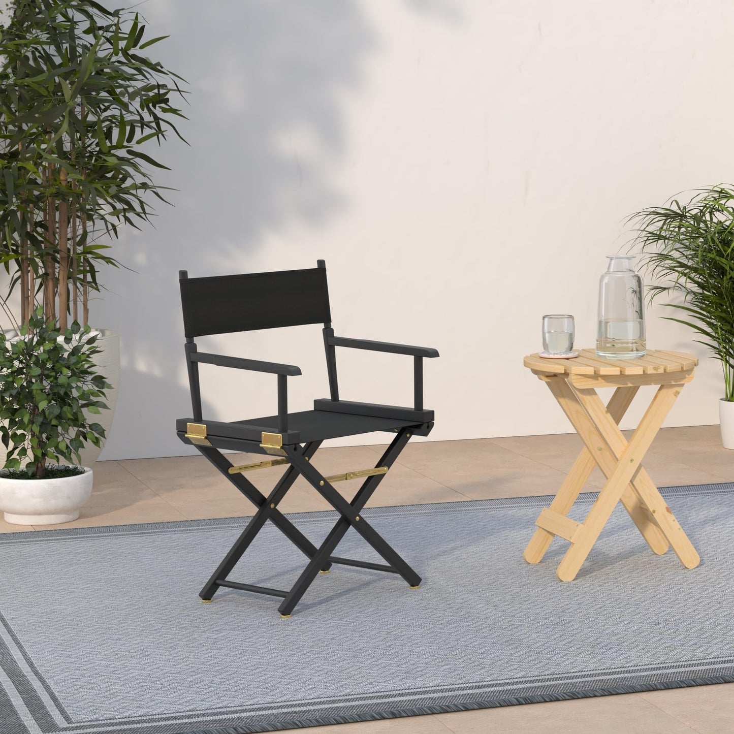 Casual Home Director's Chair ,Black Frame/Black Canvas,18" - Classic Height