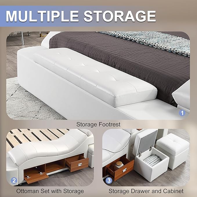 King Size Smart Multifunctional Bed Frame, Platform Bed