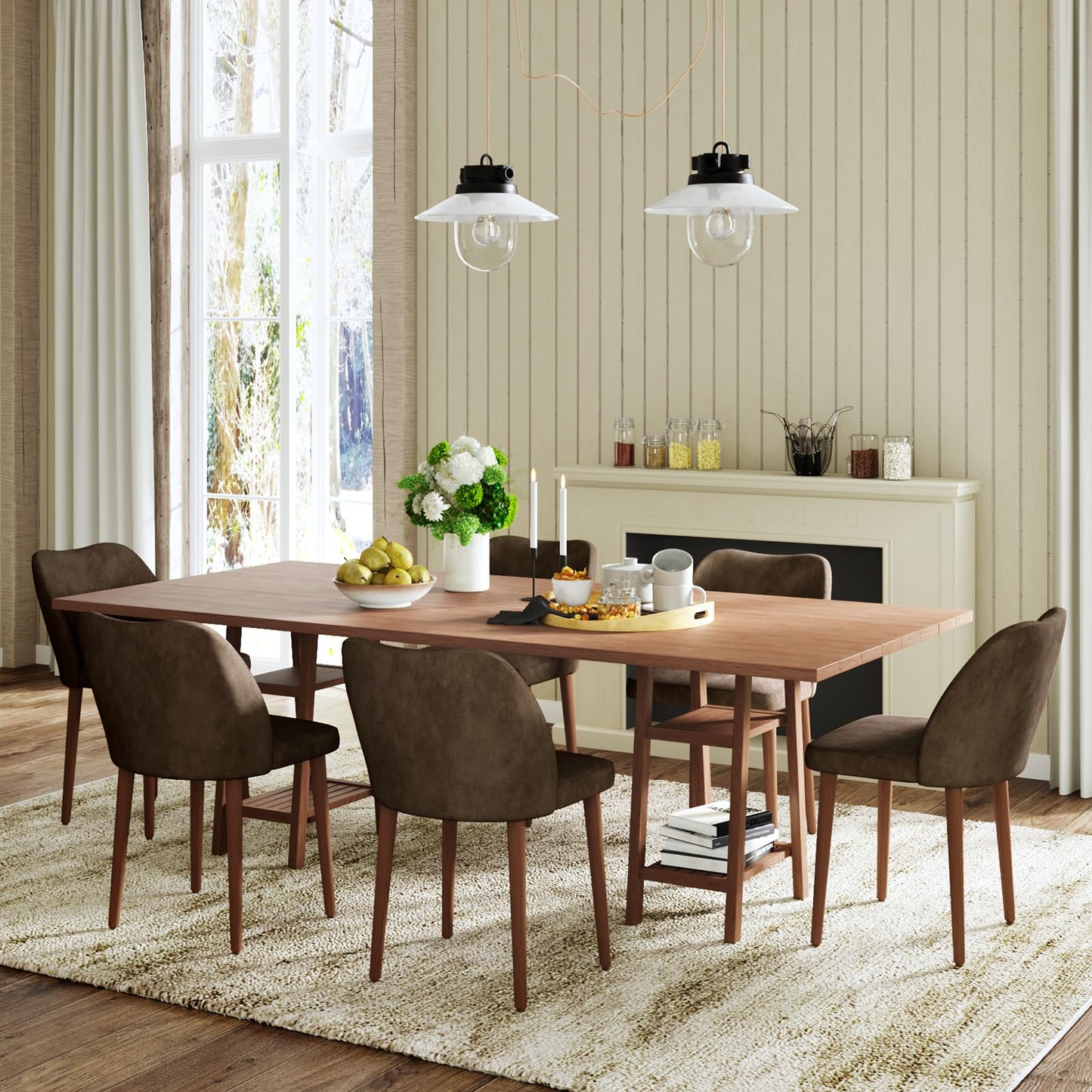 MINPINSER Dining Chairs Set of 2, Comfortable Dining Room Chairs, Modern Kitchen Chairs with Thick Cushions, Leveling Feet and Side Wing Support, Solid Wood Legs, Armless Dining Side Chairs
