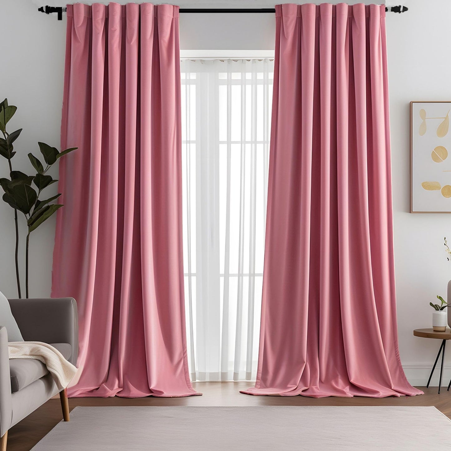 Aljctns Blush Pink Velvet Curtains 90 inches Long Luxury Room Darkening for Bedroom Living Room,Thermal Insulated Super Soft Window Drapes Rod Pocket & Back Tab, W52 x L90,Set of 2 Panels
