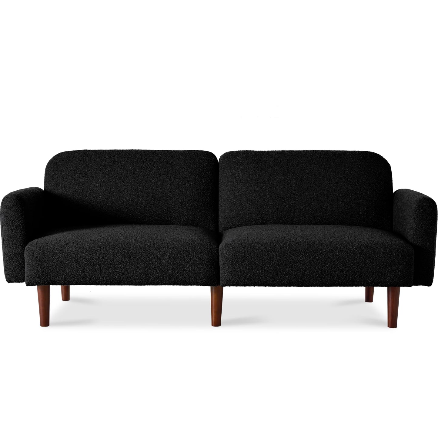 Best Choice Products 77" Mid Century Modern Boucle Loveseat Sofa, Couch, Convertible Sofa Sleeper Bed w/Real Wood, Removable Armrest - Midnight Black