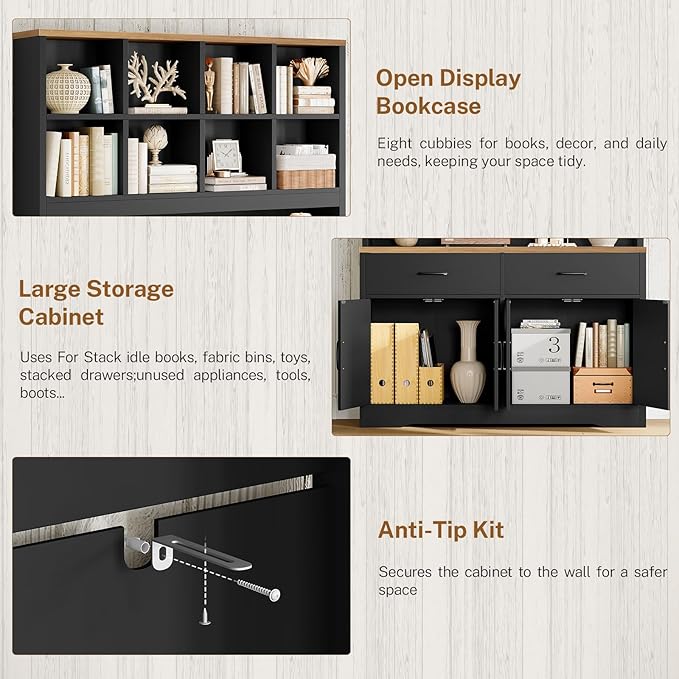 TEENFON 69" Tall Bookshelf and Bookcase, 5 Tier Floor Standing Bookshelves