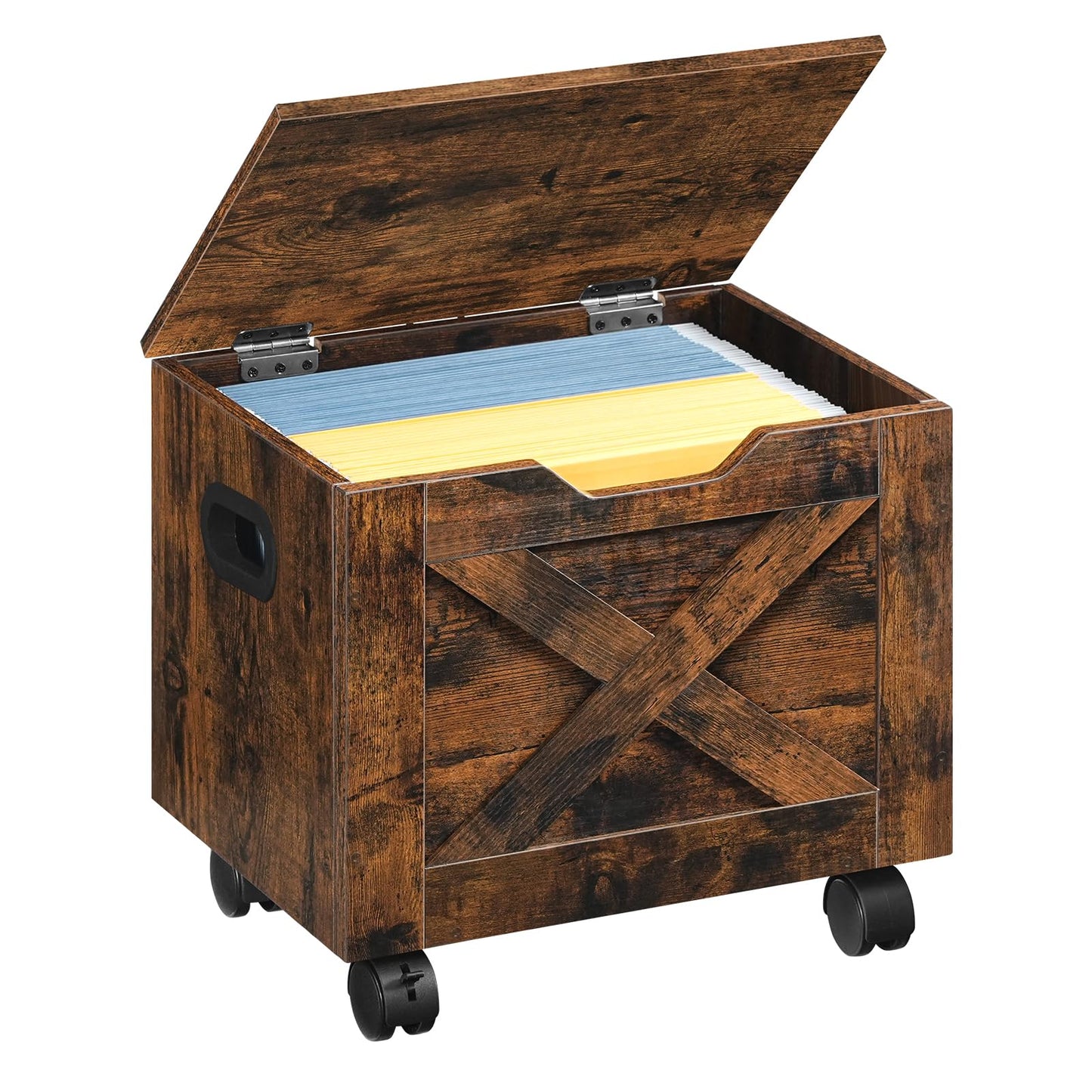 MAHANCRIS Rolling Filing Cabinet, Small File Cabinet Under Desk with Single Drawer, Hanging File Organizer for A4/Letter-Size Documents, Organizer Box, for Home Office, Rustic Brown FCRB4001