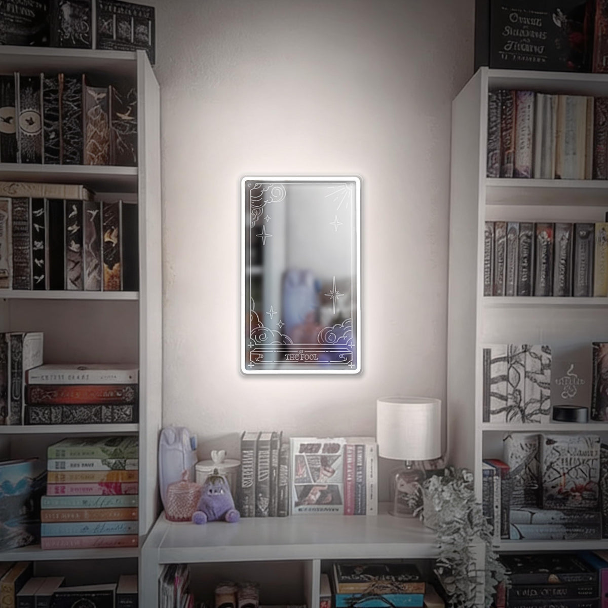 Kavaas Tarot Mirror Neon Sign - Cold White Mystical LED Neon Light for Occult Room Wall Decor, Witchy Art Spiritual Room Decor, Best Gifts for Fortune Teller, Tarot Enthusiast