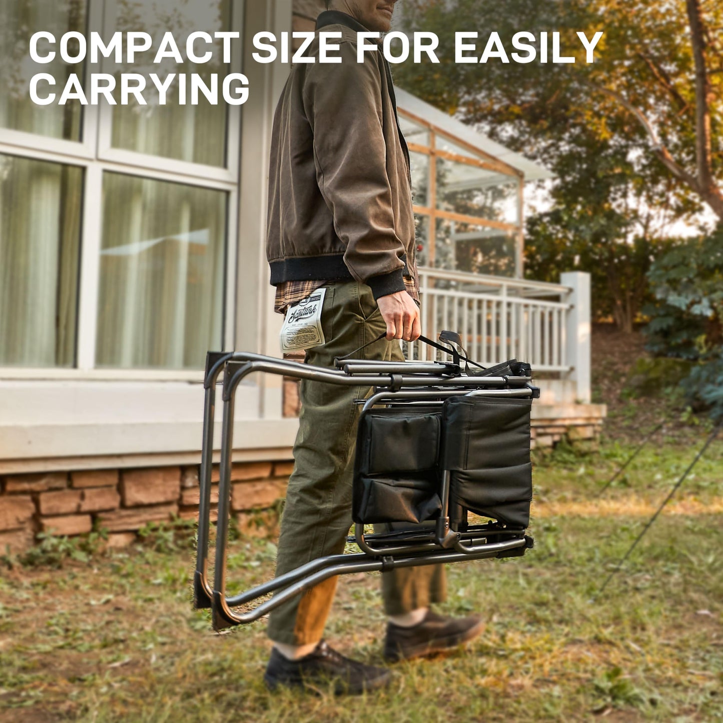 EVER ADVANCED 2 Piece Portable 30.7" Seat Height Tall Folding Camping Chair Directors Chair High with Side Table for Makeup Artist, Sports Event, Craft Show, Supports 350LBS