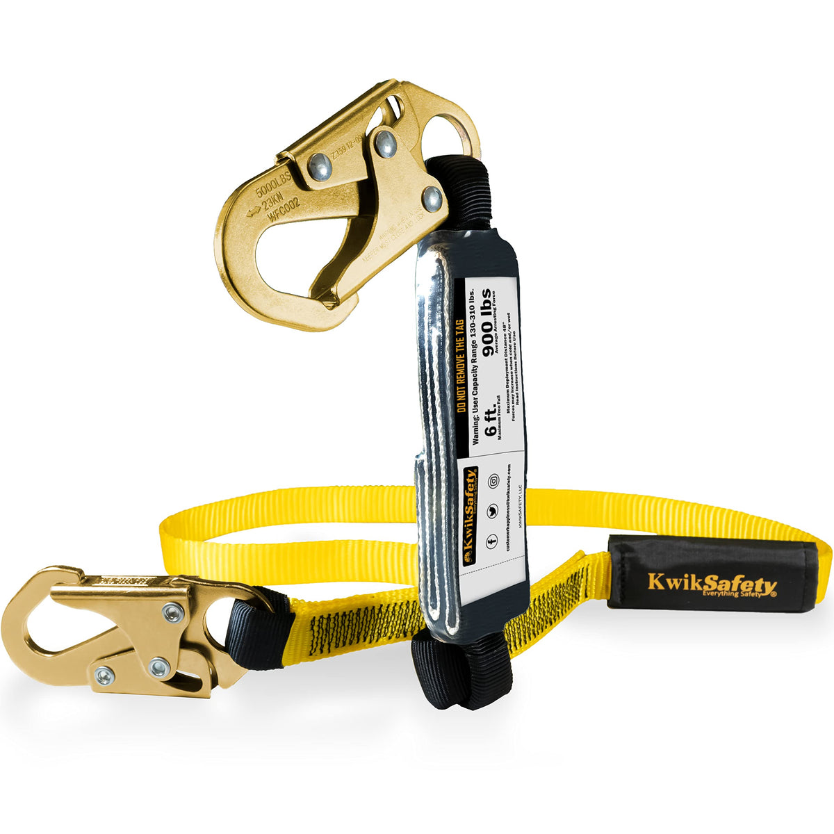 KwikSafety - TAIPAN Safety Lanyard [1 PACK] Flat Safety Harness Lanyard Fall Protection ANSI Tested OSHA