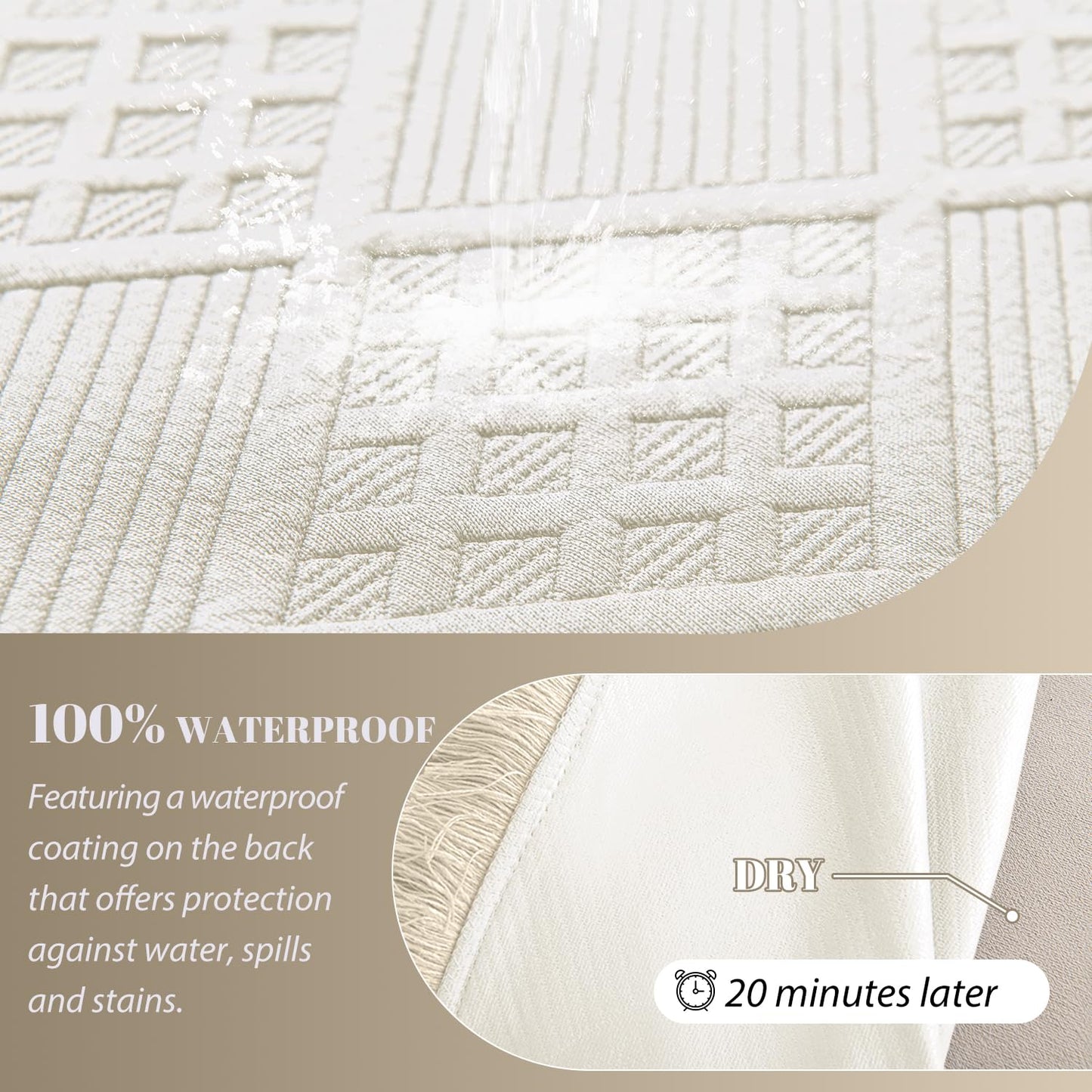 HYZOTEX Waterproof Sectional Couch Covers Sectional Sofa Cover L Shaped Corner Sofa Slipcovers Blanket for Dogs Pets Washable Jacquard Quilted L Shape Furniture Protector (75x252 in, Cream White)