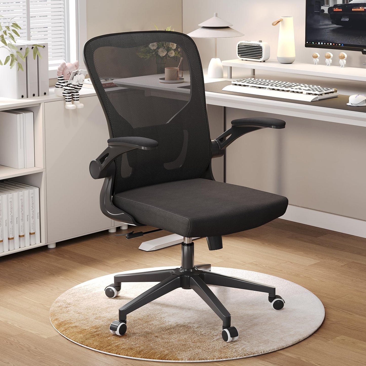 Ergonomic Office Chair, High-Back Mesh Computer Desk Chair with Adjustable Height, Lumbar Support, Flip-Up Armrests,and Swivel Rolling Design for Home and Office Use