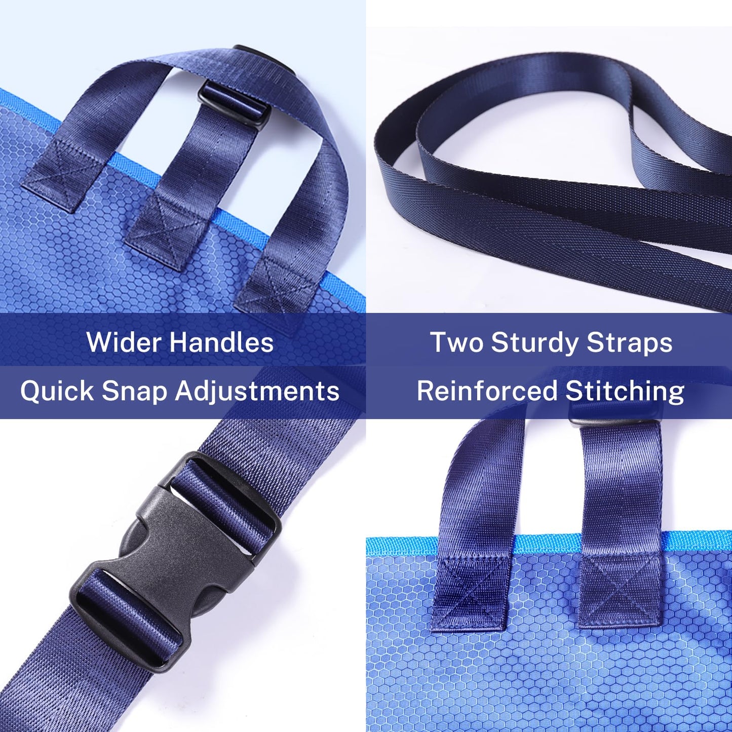 KUAZIDAR U-Shaped Positioning Sheet - Transfer Sheet for Turning and Repositioning, Multipurpose Bed Pad with Reinforced Handles, Turning Device for Elderly, Bed Patients (Blue Size-L)