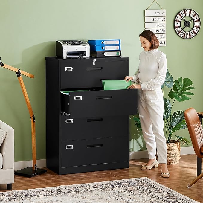Letaya File Cabinets, 4 Drawer Metal Lateral Filing Organization Storage