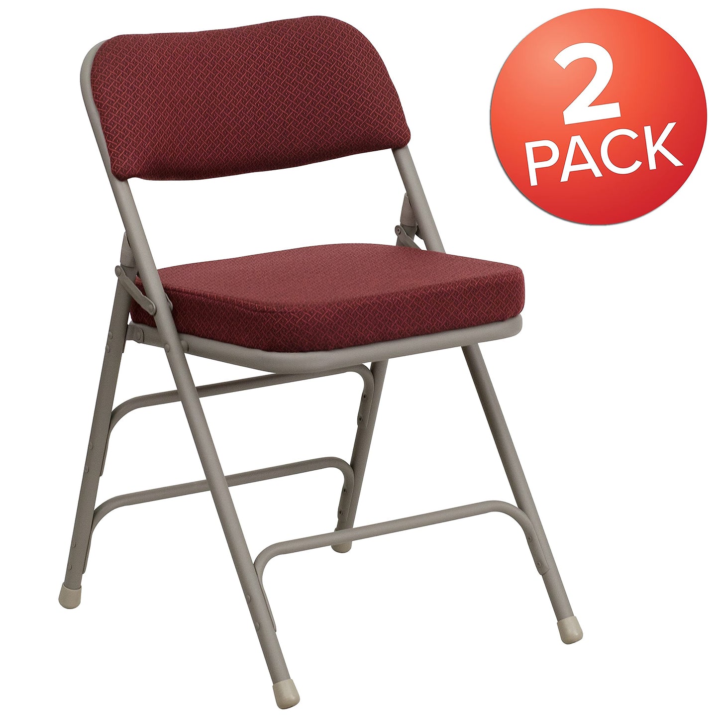 Flash Furniture Hercules Series Metal Folding Chairs with Cushioned Seat, Fabric Upholstered Event Chairs with 300-lb. Static Weight Capacity, Set of 2, Burgundy