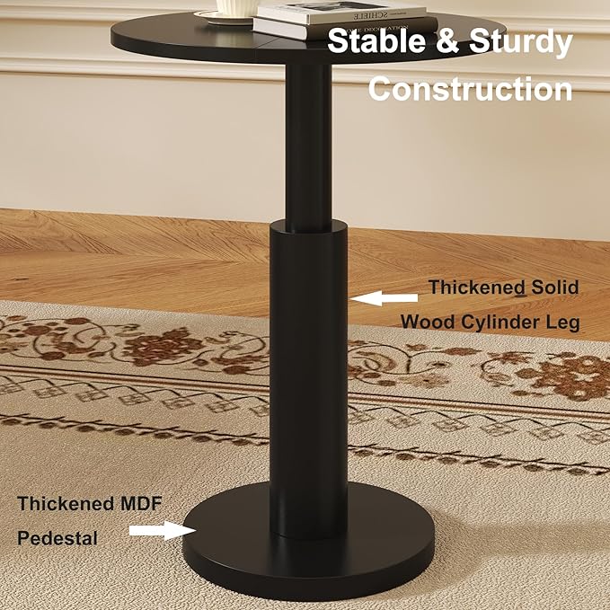 LAATOOREE Round Side Table, Accent Drink Coffee Table, Spacious Top, Thick