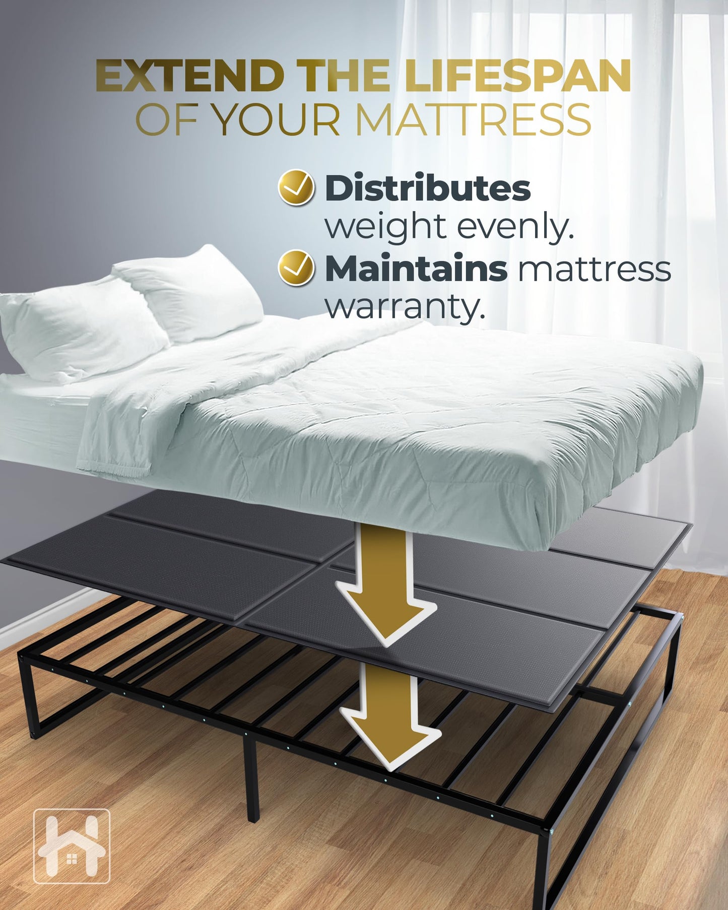 Golden Home Essentials Premium 10mm King Bunkie Board (76" x 80") – Slim Low-Profile Mattress Support – Quiet, Moisture-Resistant, Lightweight Bed Board for Platform & Slatted Frames