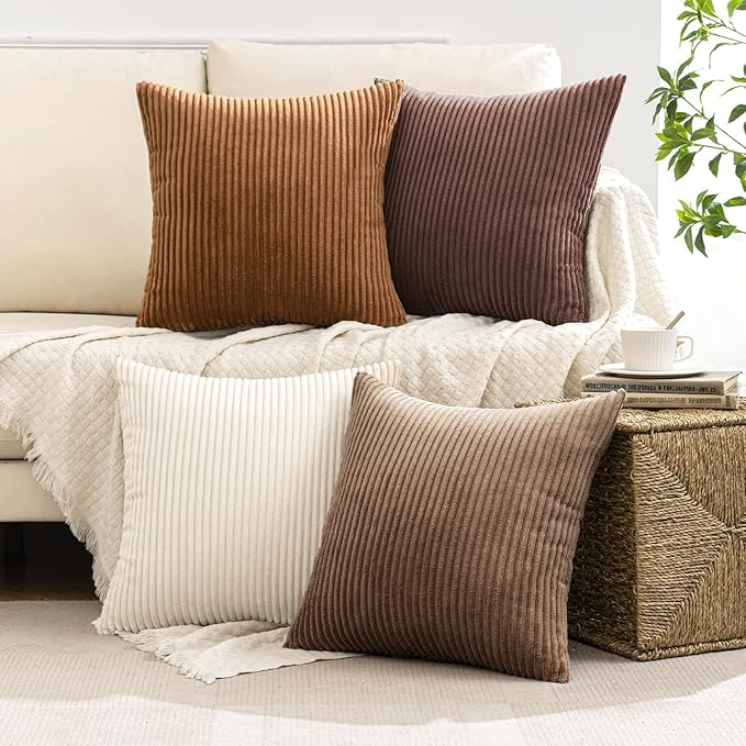 MIULEE Boho Farmhouse Throw Pillow Covers 20x20 Inch Set of 4 Rustic Mordern
