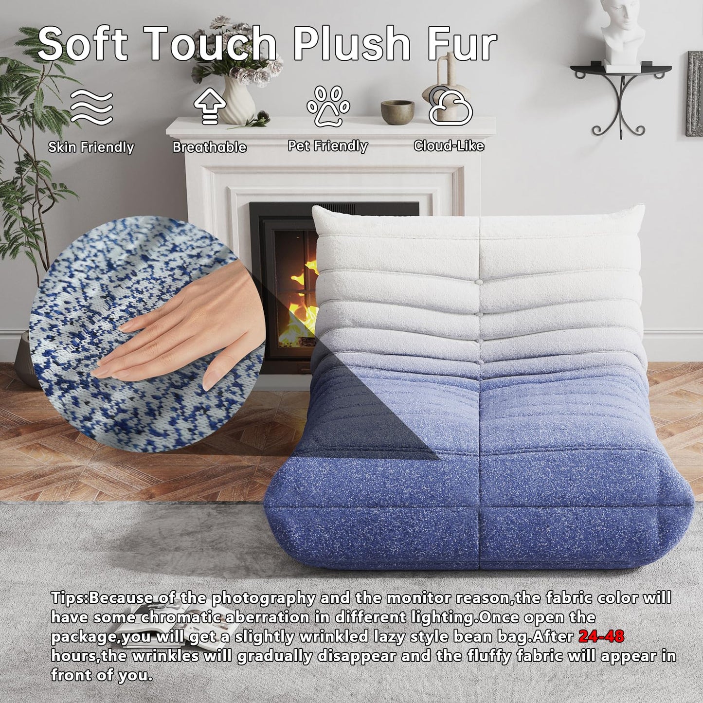 WHGBJA Bean Bag Chair for Adults, Lazy Bean Bag Sofa for Bedroom, Living Room, Reading, Gaming Floor Sofa Chair, Boneless, Comfy