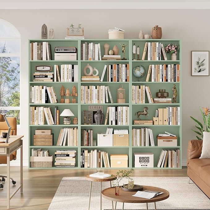 FOTOSOK 6-Tier Open Bookcase and Bookshelf, Freestanding Display Storage