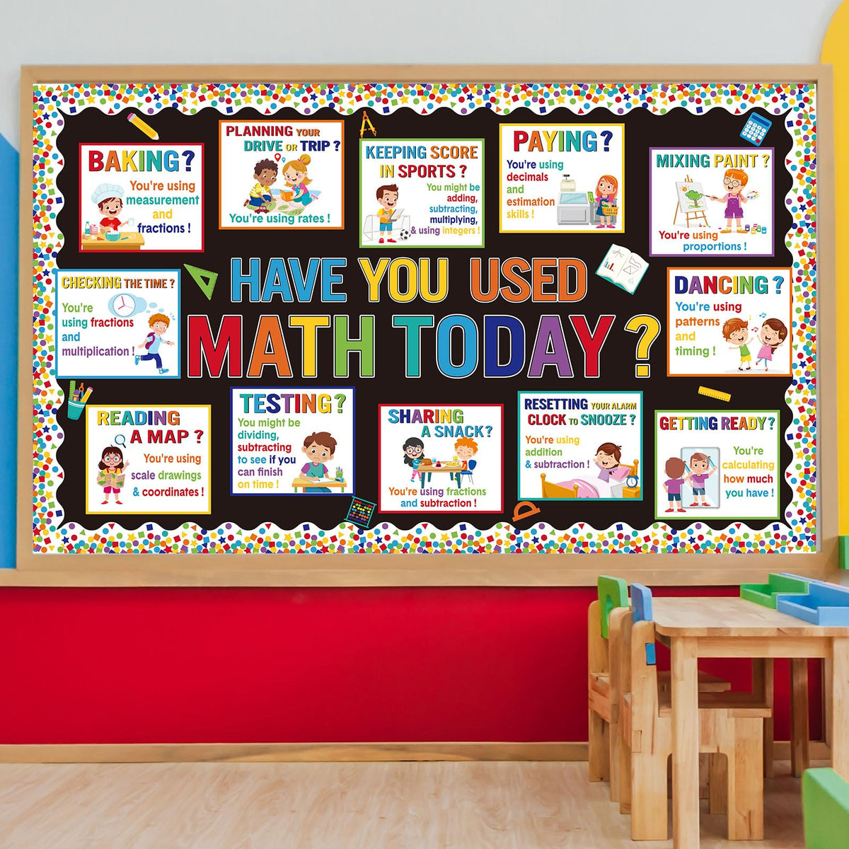 Pajean 85 Pcs Math Bulletin Board Set Math Posters Classroom Decorations for Elementary Middle High School Mathematics Education Posters Teacher Supplies(Retro)