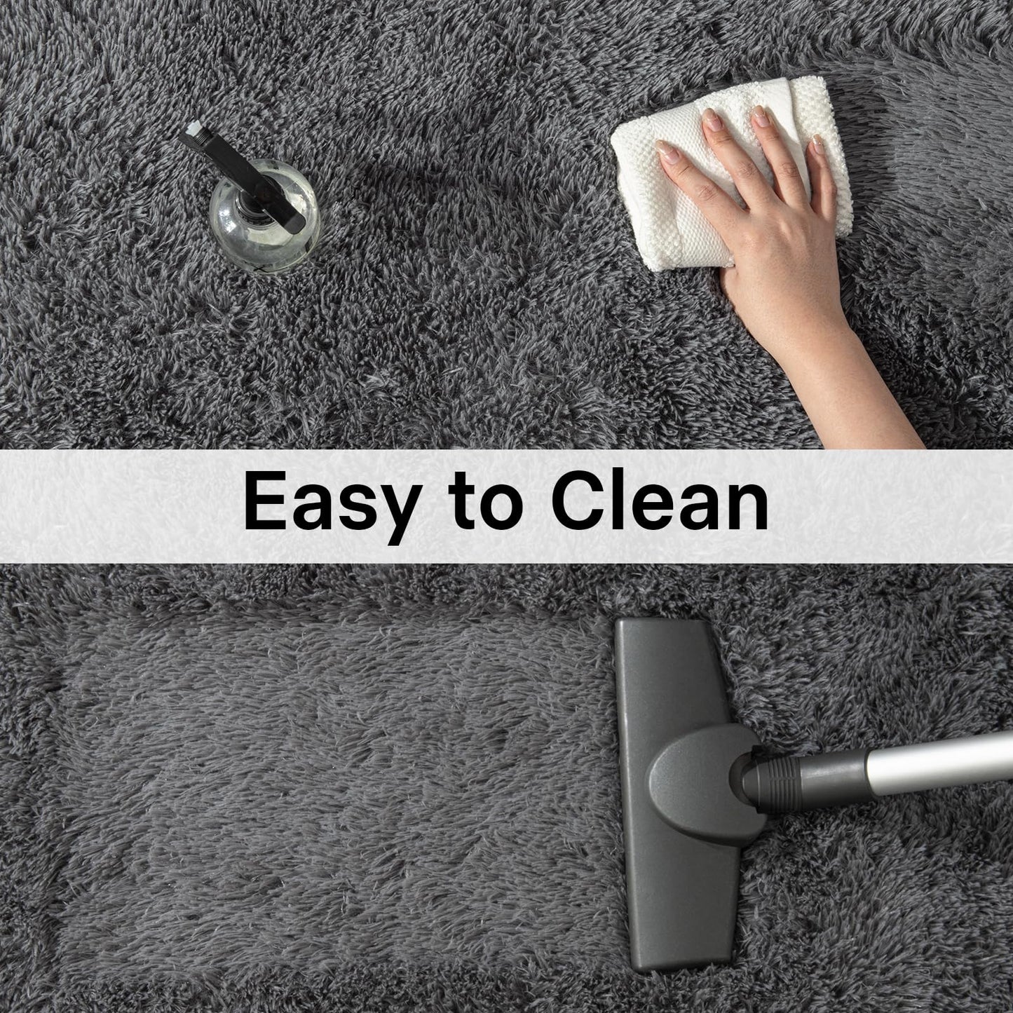 Merelax Soft Area Rugs for Livingroom Bedroom, Shaggy Plush Fuzzy Fluffy Carpet Furry Fur Rug, Modern Indoor Comfy Nursery Kids Dorm Home Decor Floor Mat, 4 x 6 ft, Charcoal