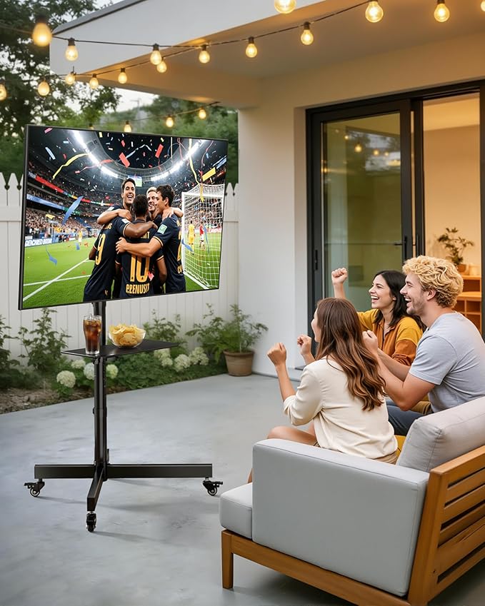 Heavy-Duty Rolling TV Stand for 23”-60” Screens—Supports 121 lbs, Stable Mobile