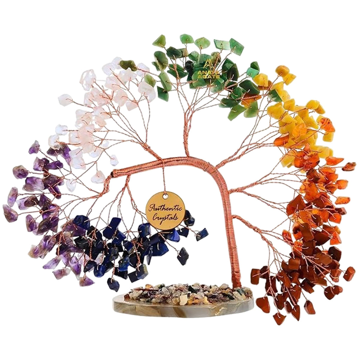 ANAYA AGATE 7 Chakra Crystal Tree of Life – Handmade Healing Crystals and Stones, 300+ Gemstone Bonsai Tree, Feng Shui Money Tree for Positive Energy, Good Luck, Birthday Gifts for Women, Mom, Sister