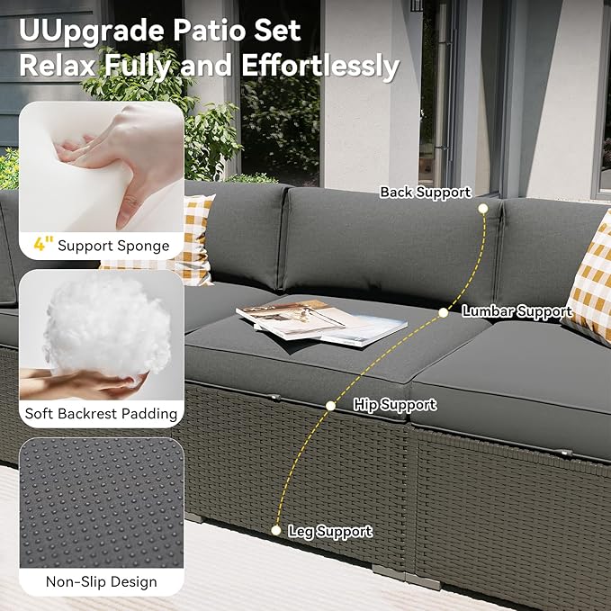 Aoxun Patio Furniture Set with Fire Pit Table, 12 Piece Outdoor Sectional Sofas