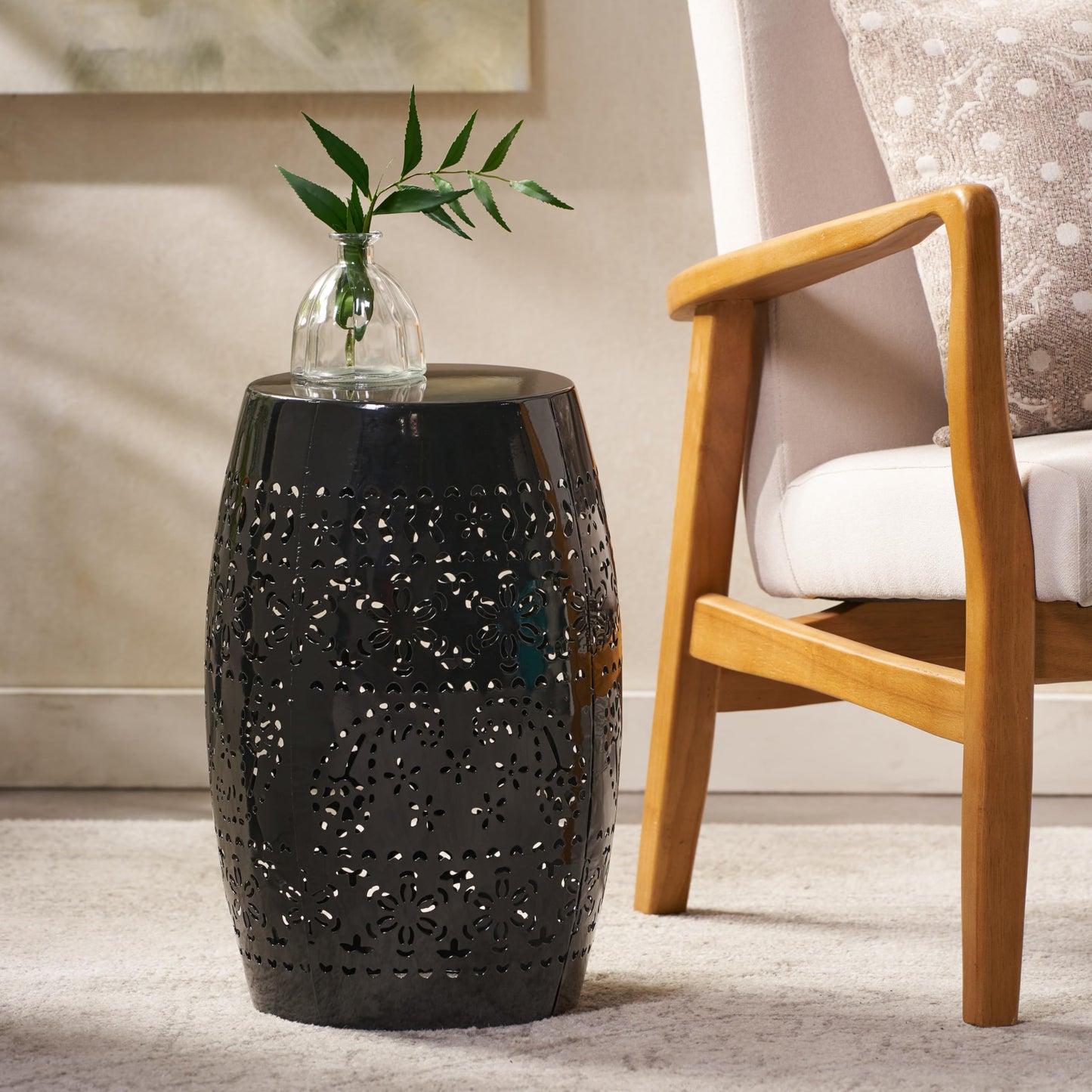 Christopher Knight Home Ruby Outdoor 12" Iron Side Table, Black