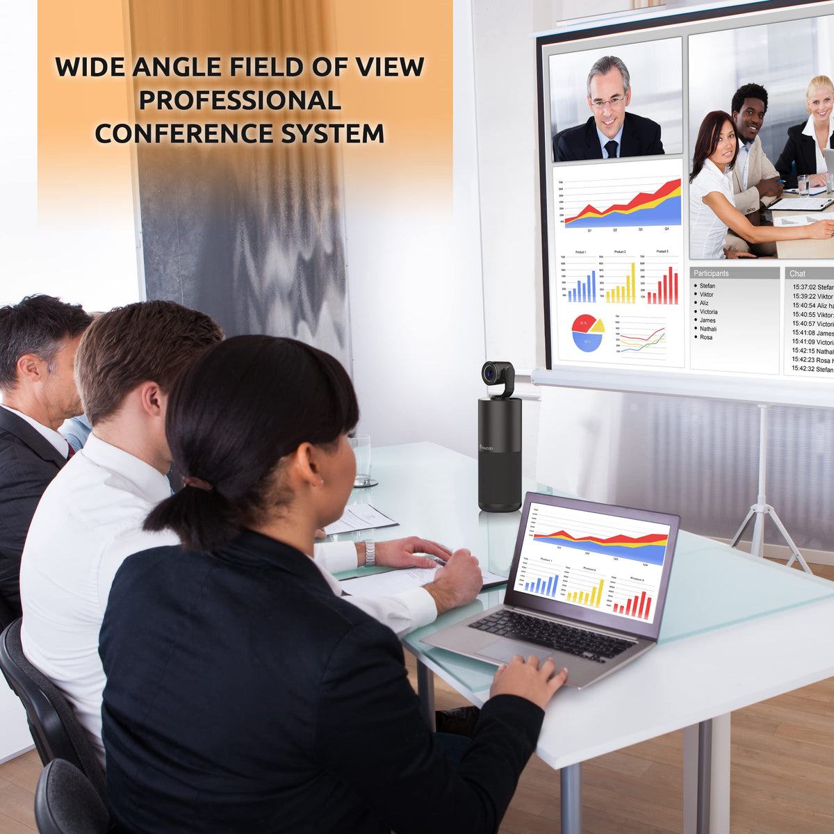 TOUCAN Conference HD Video Conference System, 1080P HD Camera, Speakerphone with 4 Microphones, Plug and Play USB Conference Camera for Zoom, Teams, Google Meet, Office and Home Office