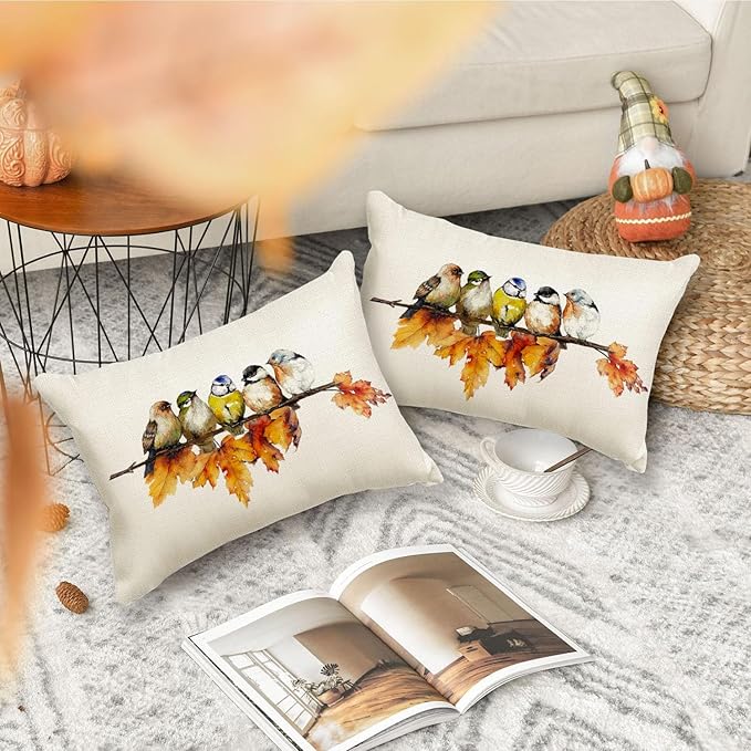RABUSOFA Fall Outdoor Pillow Covers 12x20 Inch Waterproof Outdoor Thanksgiving