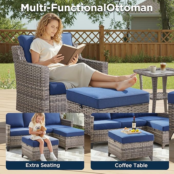 Buenhomino Outdoor Patio Furniture Set-PE Wicker Sofa Couch