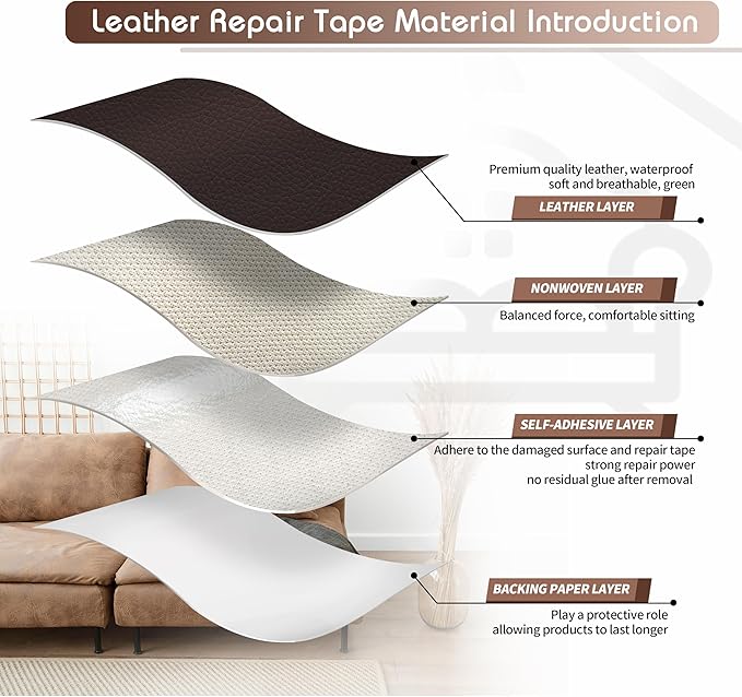 KING MOUNTAIN Leather Repair Patch, 2 Packs 9 x 11 Inches self Adhesive Leather