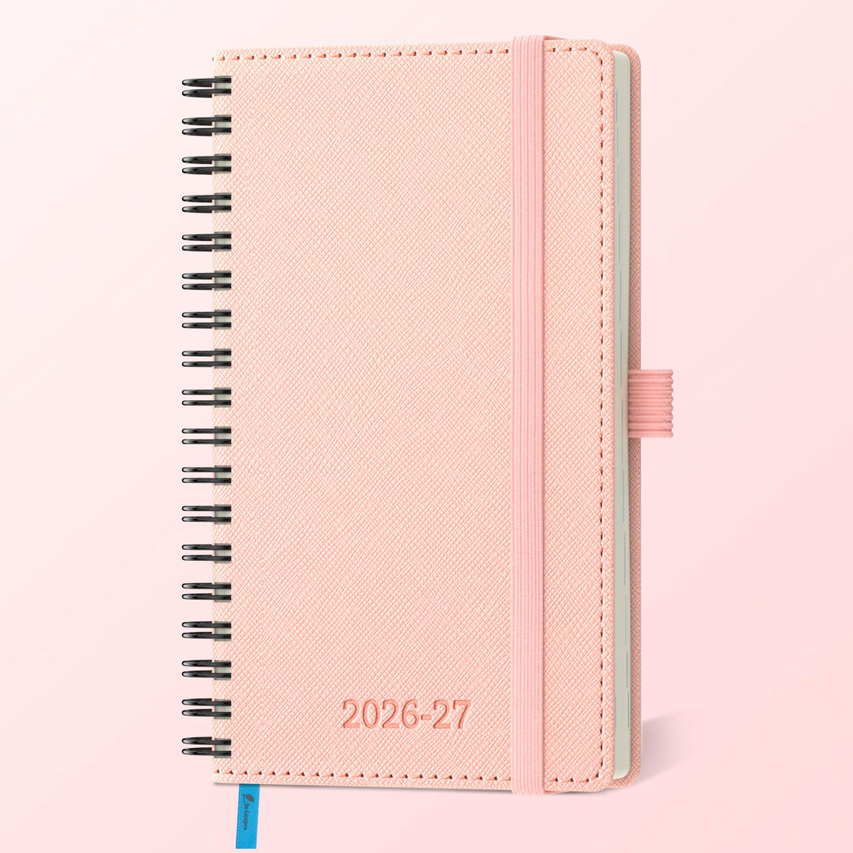 IN-LUXPRO Planner 2026-2027 Daily Weekly and Monthly,6.5"x3.75",18 Months Spiral Bound Calendar Agenda with Self-adhesive Pen Holder,2026 Academic Plan with Vegan Leather Soft Cover,Pink