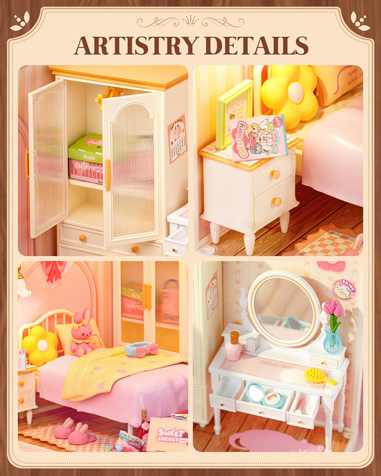 Rolife Super Creator Set (Pink Bedroom+Roof+Door)