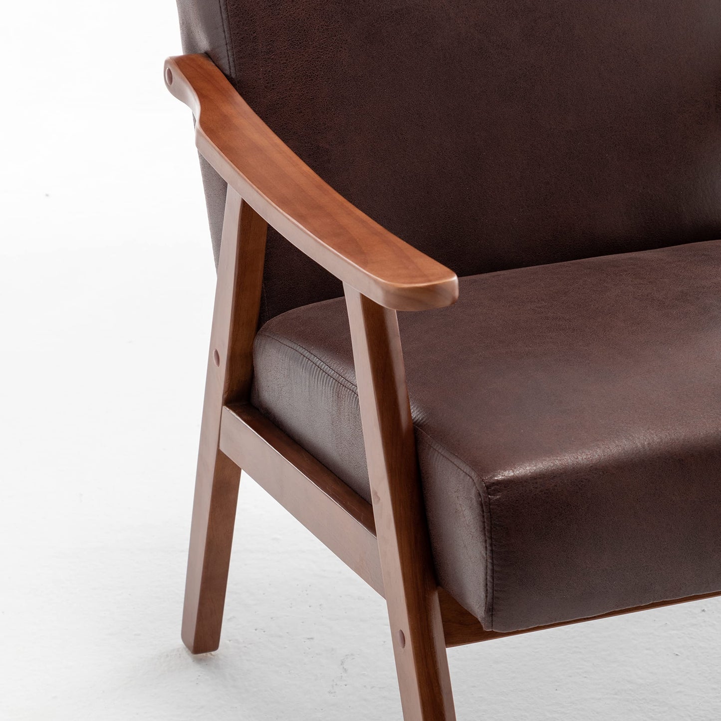 Container Furniture Direct Accent Chair with Microfiber Upholstery and Solid Wood Frame, Classic Mid-Century Modern Living Room Furniture for Extra Seating, Dark Brown