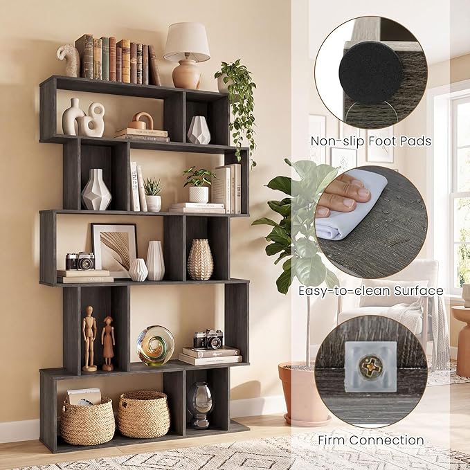 Giantex 5-Tier Bookshelf, 10-Cube Geometric Book Case