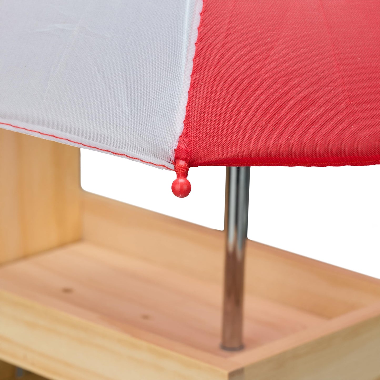 Relaxdays 1 x Wooden Squirrel Bench with 2 Umbrellas, Squirrel Picnic Table Hanging Light Brown