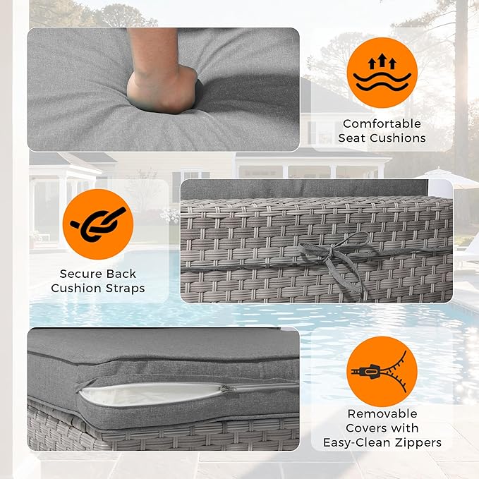 6-Seat Modular Patio Furniture Set – Outdoor Wicker Sectional Sofa