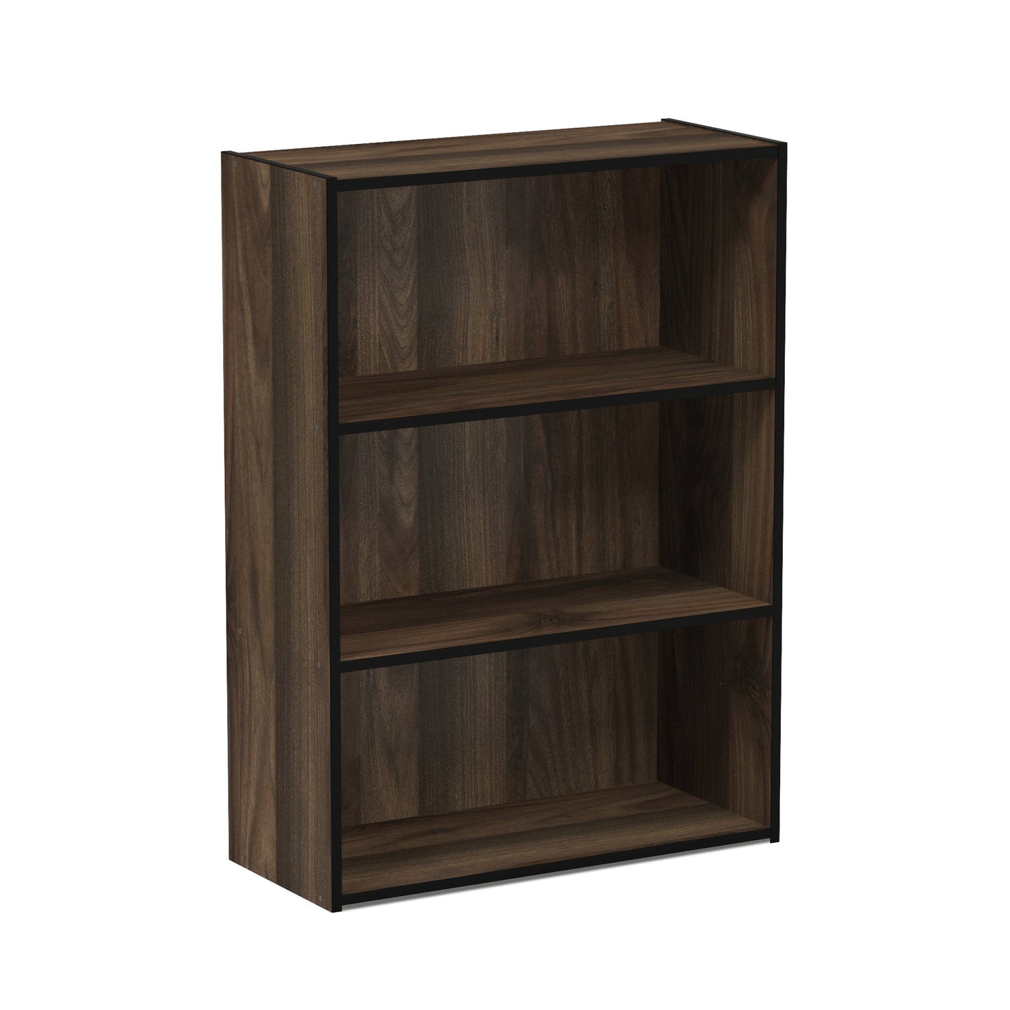 Furinno PASIR Book Shelf, 3-Tier Bookshelf, Storage Shelves Bookcase, 9.7 x 23.7 x 31.5, for Living Room, Bedroom, Home Office, Columbia Walnut