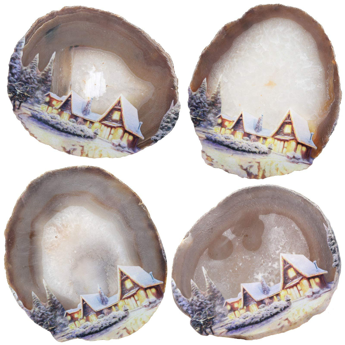 Amogeeli Natural Geode Agate Crystal for Office Home Decor, Prints Arts Decorative Stone with Stand