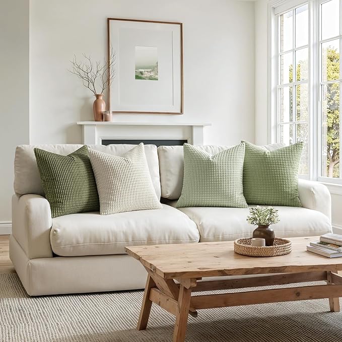 MIULEE Modern Farmhouse Decorative Spring Pillow Covers 20x20 Inch Set of 4