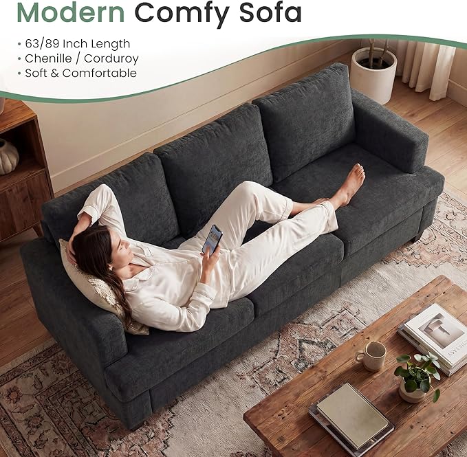 YOUDENOVA Sofa, 3 Piece Set Comfy Sofa, Loveseat & 2 3-Seater Couch