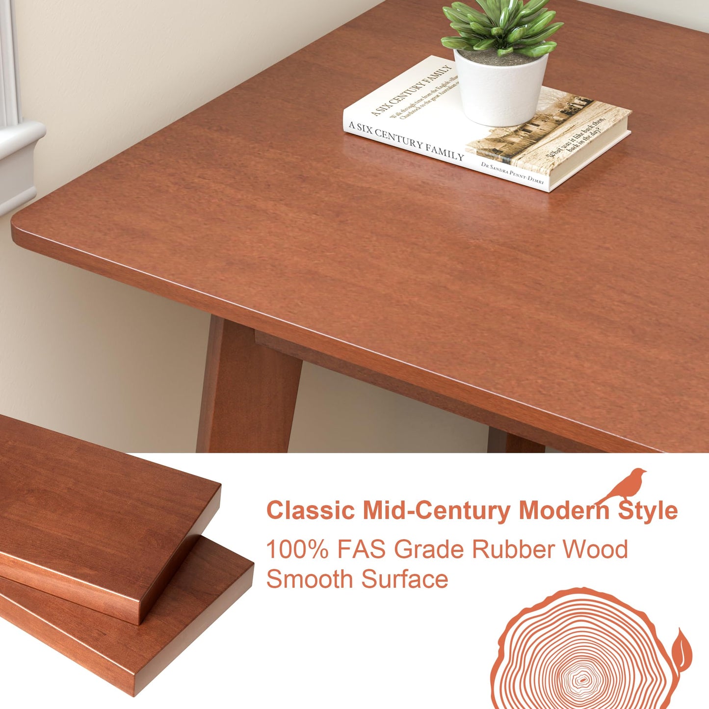 ENPKLUTE Solid Wood Desk with Large Desktop - 70.9" Mid Century Modern Executive Desks, Farmhouse Home Office Computer Desks for Two People, Writing Study Table | 2 Person Desk for Any Room-Walnut
