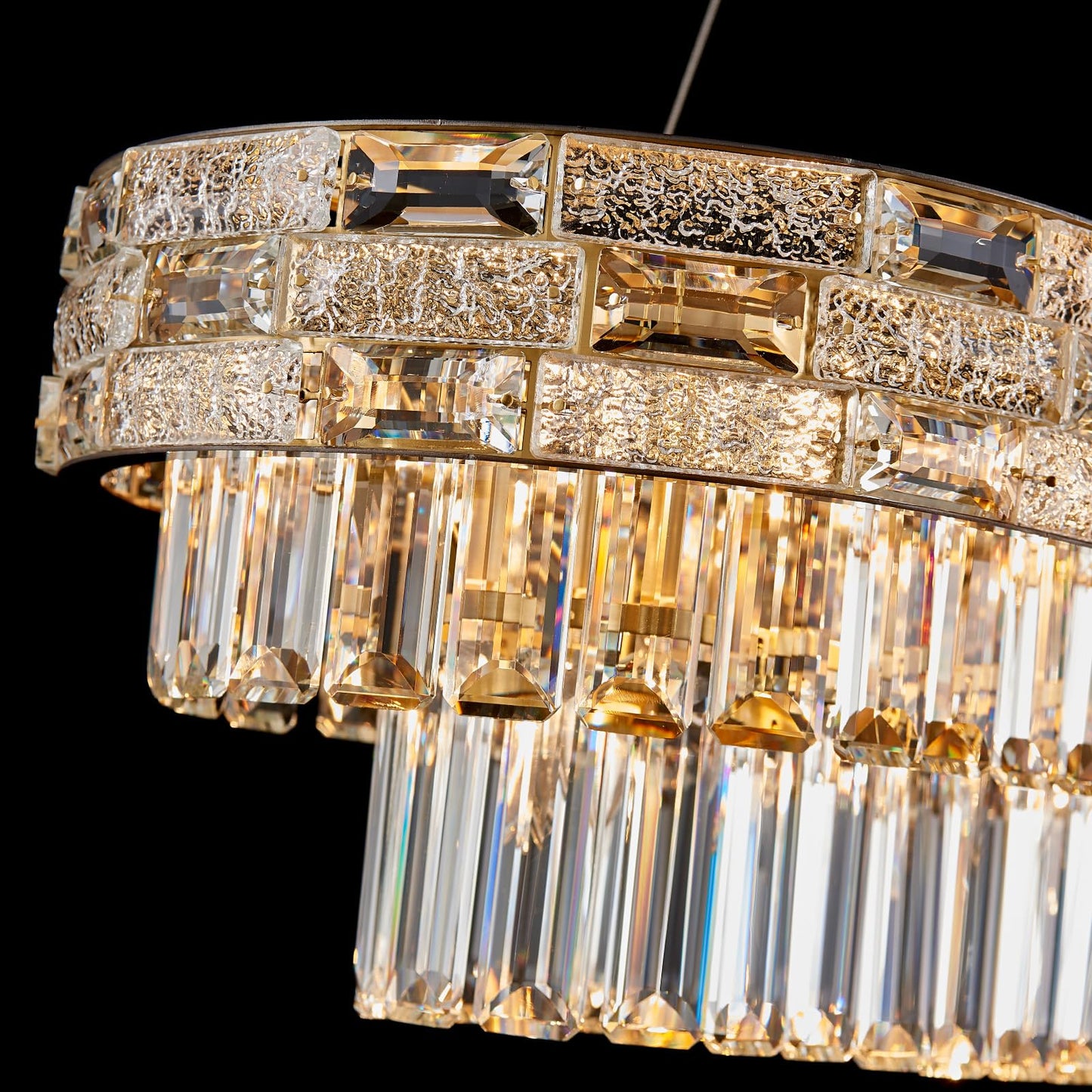 HUANXISHA 34.3" L Modern Crystal Chandeliers for Dining Room 12 Lights Gold Chandelier Large Luxury Chandelier Pendant Light Fixture, Kitchen Island,Entryway,Living Room 34.3" L x 8.7" H