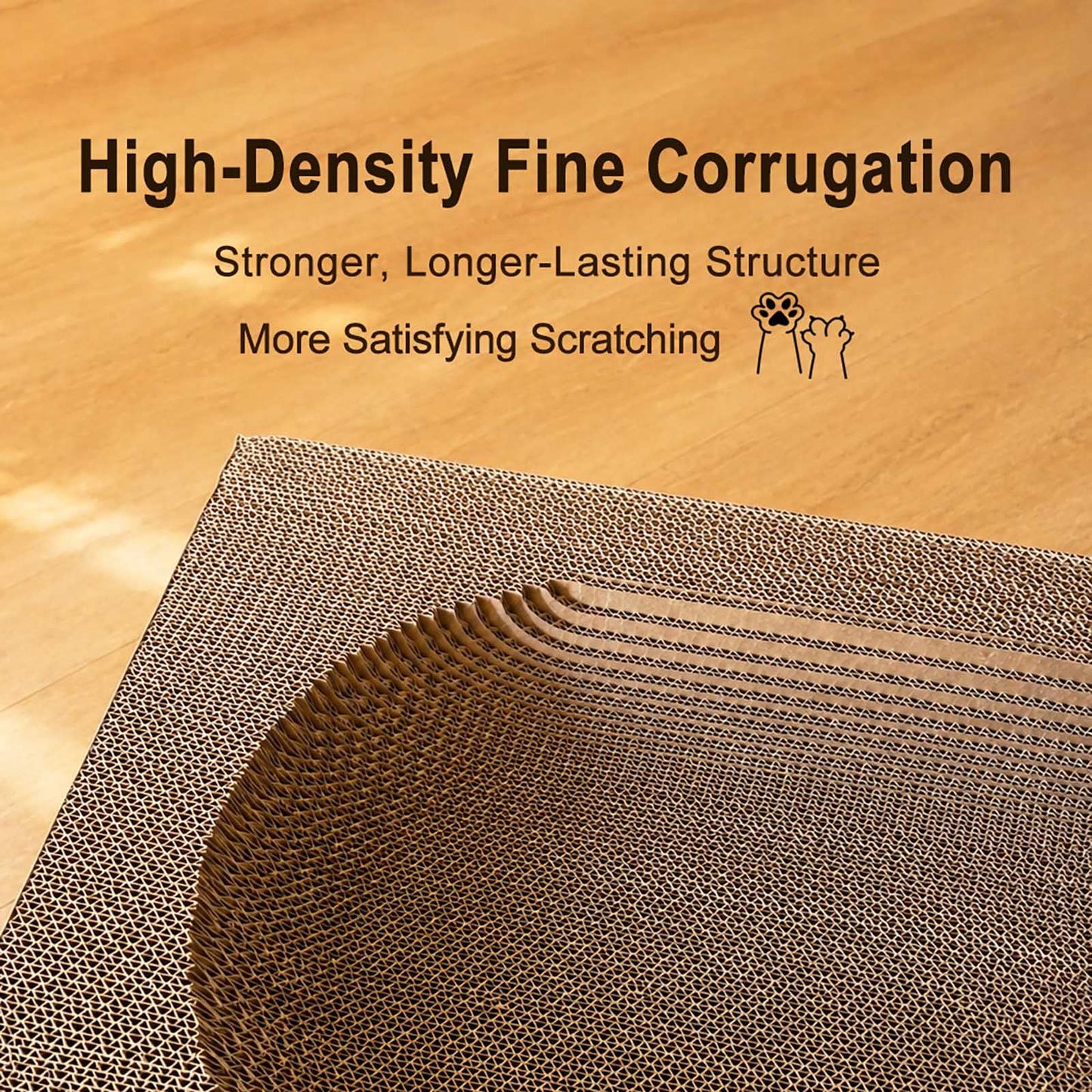 Hi Purr Large Cat Scratcher Bed with Oval Curved Nesting Design, Sink-Inspired Shape, Rectangular Edges for Easy Cleaning, Corrugated Cardboard with Kraft Paper, for Indoor Cats