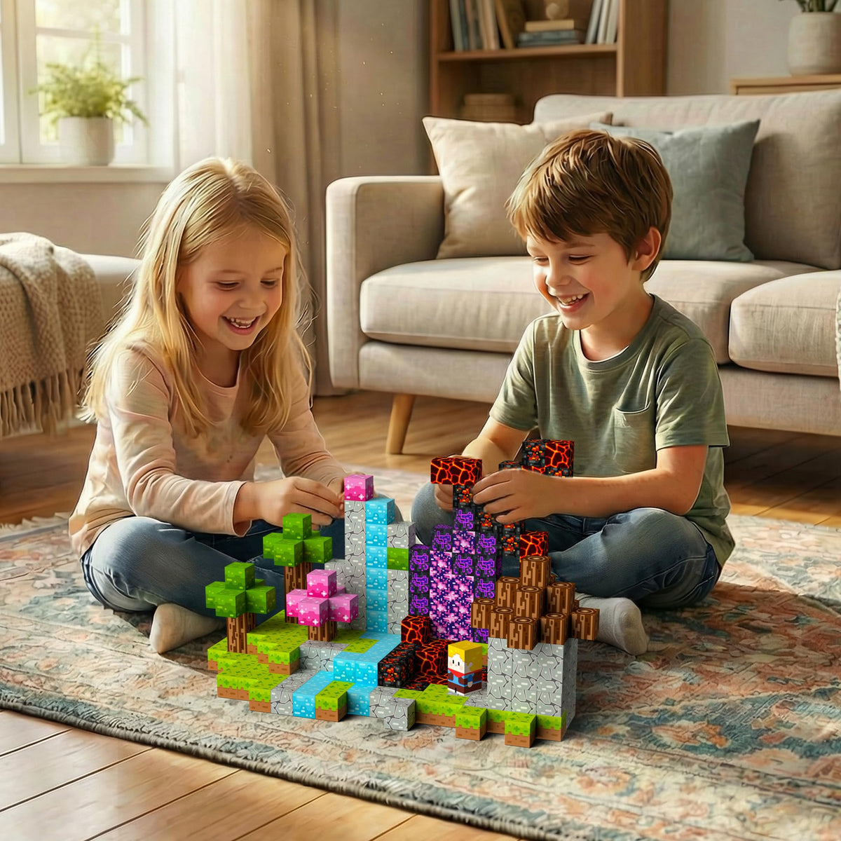 Petenjoy 200PCS Magnetic Blocks - Magnetic Building Blocks, Magnet Blocks Cubes, STEM Learning Sensory Magnet Toy for Kids Ages 3 4 5 6 7 8 9 10 11, Birthday Gifts for Boys and Girls