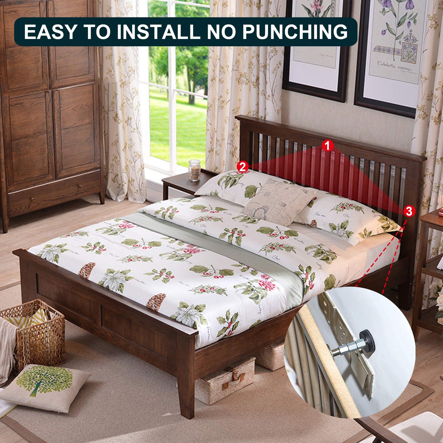 Krisler Headboard Stoppers for Wall, Adjustable Iron Bed Frame Anti-Shake Tool, Easy Install, Wall Protection,30-90mm(2PCs)