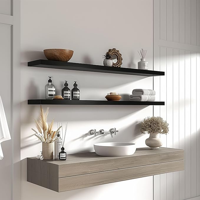 YYWUOJJ Wood Floating Shelves for Wall Decor, Rustic Wall Shelves for Bedroom
