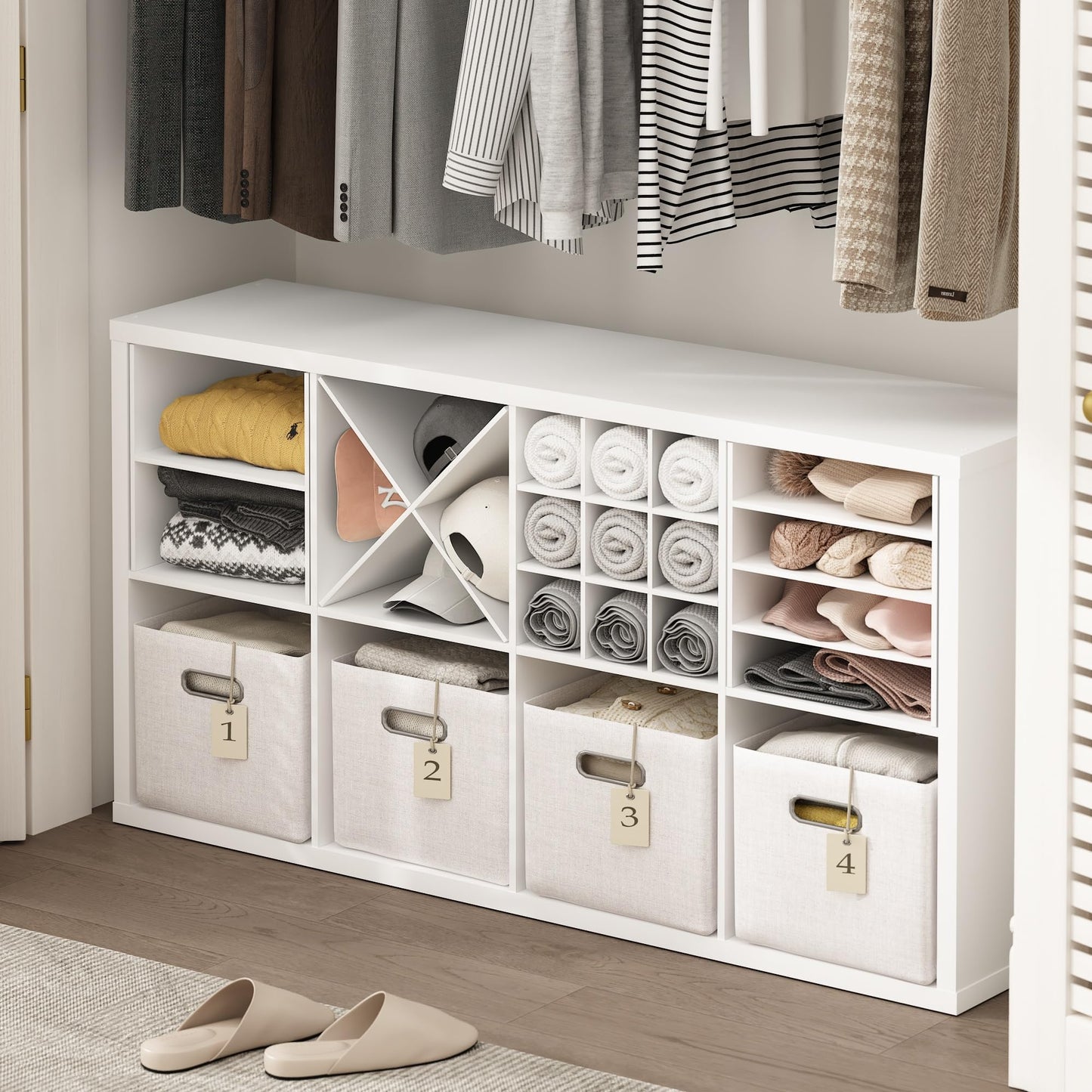 Furinno Cubicle Cube Insert, 3-Shelf Cube Organizer, Fits into Furinno Extra Thick Cubes, for Organizers and Storage, Plain White (Does not fit IKEA Kallax Shelving)