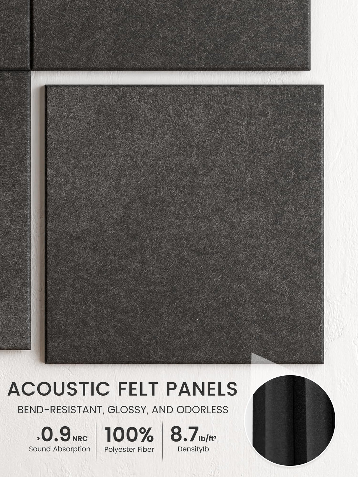 Bumusty Large Cork Board 48" x 36" Alternative - 12 Pack Felt Wall Tiles with 70 Safe Removable Adhesive Tabs, 30 Pushpins, Cork Boards for Walls Pin Board Bulletin Board Office Decor (Charcoal Gray)